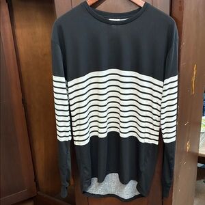 LuLaRoe Black Long-Sleeve Shirt with White Horizontal Stripes